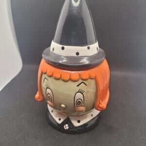 Transpac Halloween Witch Candy Jar Johanna Parker Style Pumpkin Head Cute Spooky